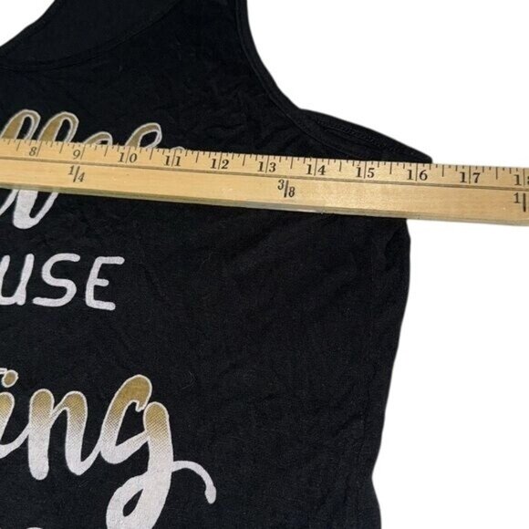 Color Bear Womens Black Racerback Tank Top "Coffee Because Adulting Is Hard" Gra - Picture 5 of 6